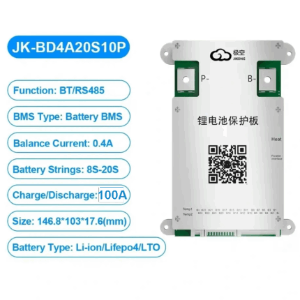 JK-BD4A20S10P Jikong 8S-20S 100A Deşarj – 400mA Aktif Balans