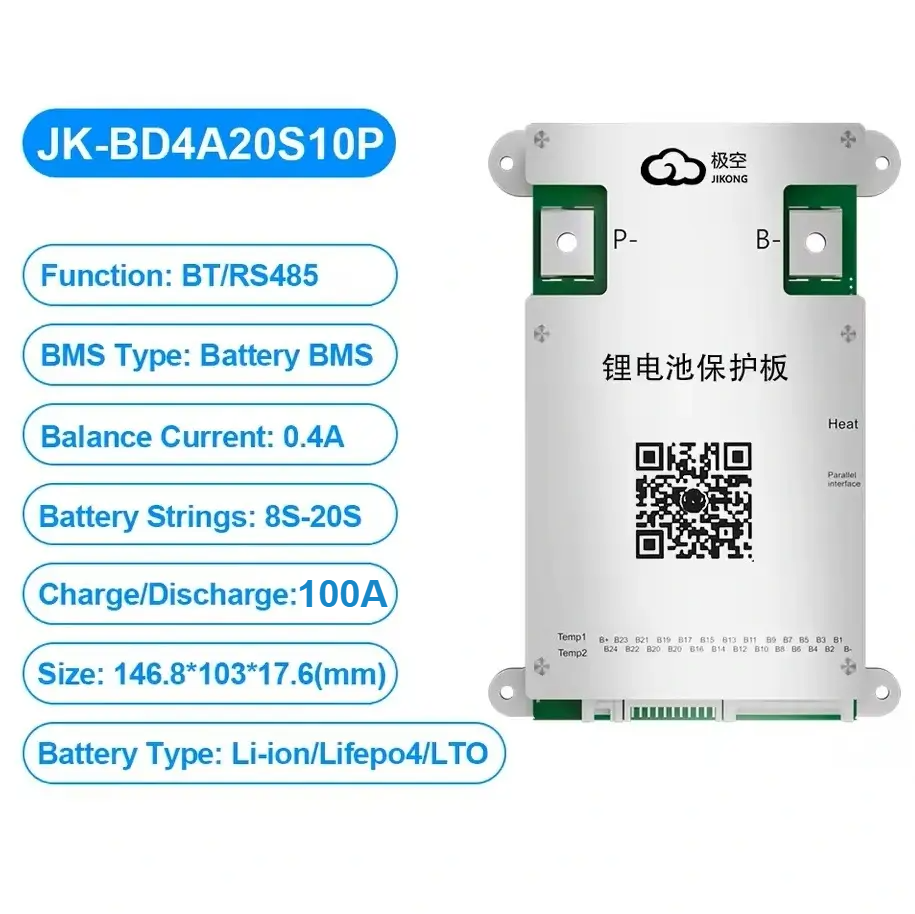 jk-bms-100a-8s-20s JK-BD4A20S10P Jikong 8S-20S 100A Deşarj – 400mA Aktif Balans - Görsel 1